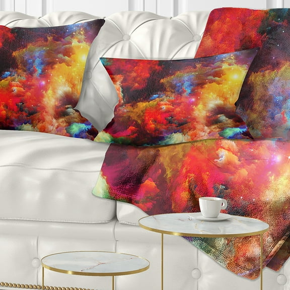 Designart Fractal Paint Fusion - Contemporary Throw Pillow - 12x20