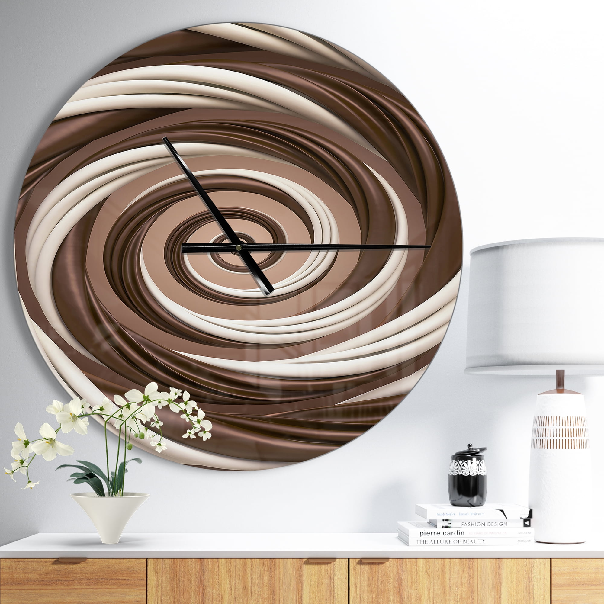 Designart 'Chocolate and Milk Candy Spiral Design ' Modern wall clock