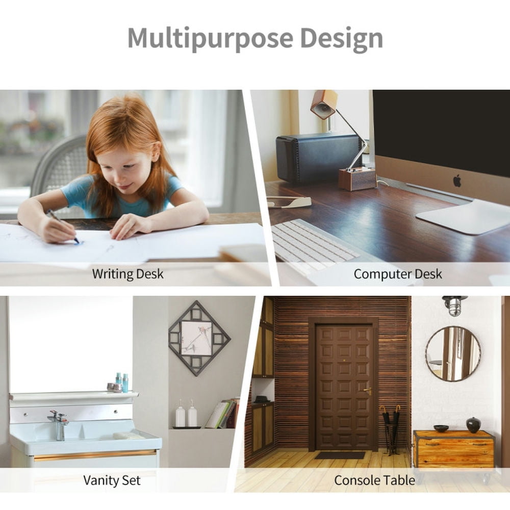 Demi Bonn Removable Floating Organizer 2-Tier Mission Computer Vanity Desk, Small Home Office Desk Study Writing Table, Pink