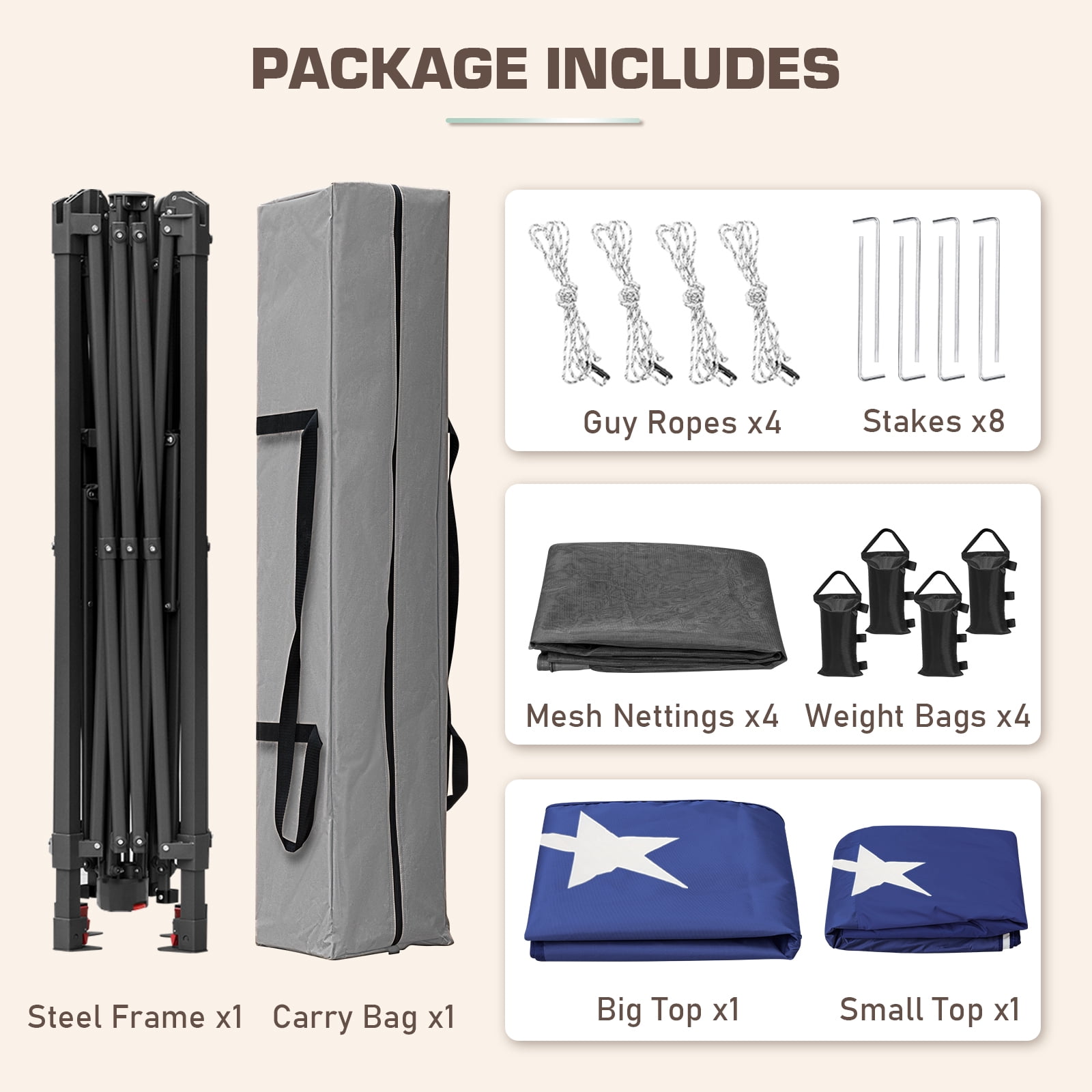 EAGLE PEAK 13 x 13 ft Pop-Up Gazebo Tent Instant w/ Mosquito Netting，Outdoor Gazebo Canopy Easy Set-up Folding Shelter (American Flag)