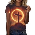 thumbnail image 2 of Xuyuer Easter Shirts for Women Round Neck Short Sleeve Easter Casual T-shirt Cross Print Graphic Tops Christian T-Shirt Causal Jesus Christian Graphic Short Sleeve T-Shirt, 2 of 5