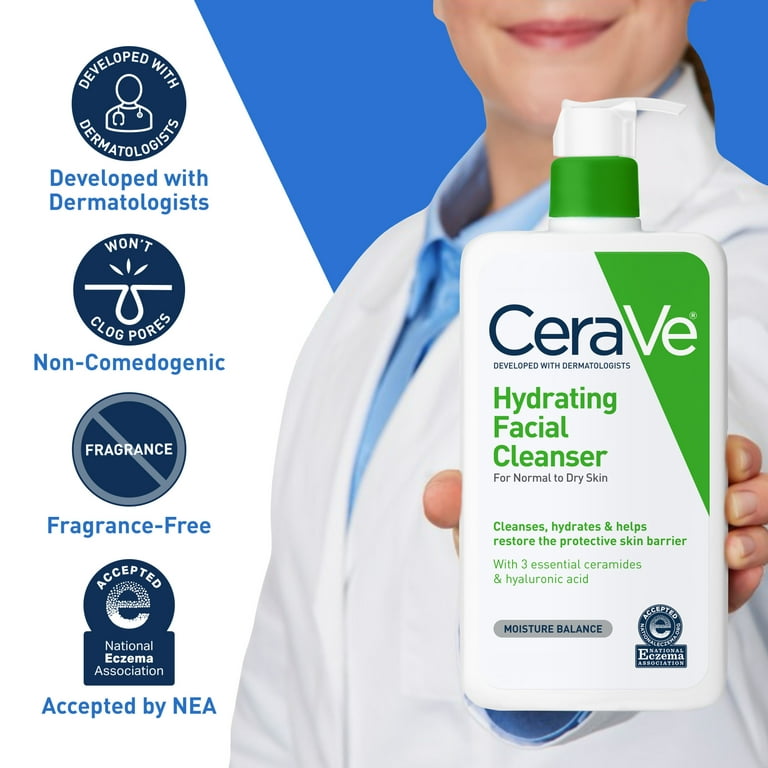 CeraVe Hydrating Facial Cleanser, Daily Face Wash for Normal to