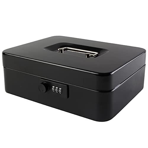 Caja de efectivo KYODOLED grande con cerradura de combinación negra