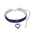 thumbnail image 2 of Gardjoe Triple Row Elastic Rhinestone Pet Collar with Heart Pendant and Extender Chain for Small Dogs Cats Party Wedding Jewelry, 2 of 5