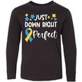 thumbnail image 3 of Inktastic Just Down Right Perfect Down Syndrome Awareness Ribbon Long Sleeve Youth T-Shirt, 3 of 5