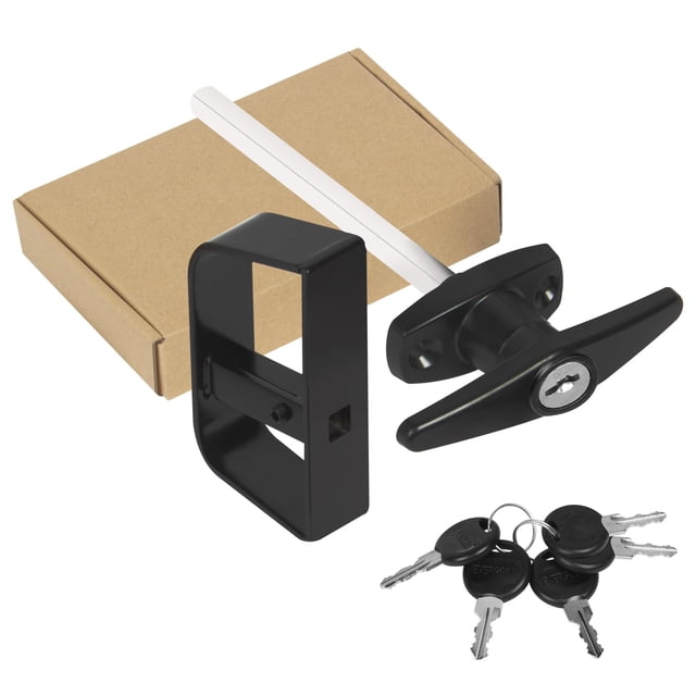 Kit de cierre con manija en T para puerta de cobertizo BTEOBFY con 5 llaves, color negro