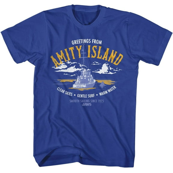 Jaws Greeting From Amity Island Royal T-Shirt