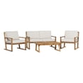 thumbnail image 1 of Pemberly Row Modern Solid Wood Slat Back 4 Piece Chat Set - Natural, 1 of 6