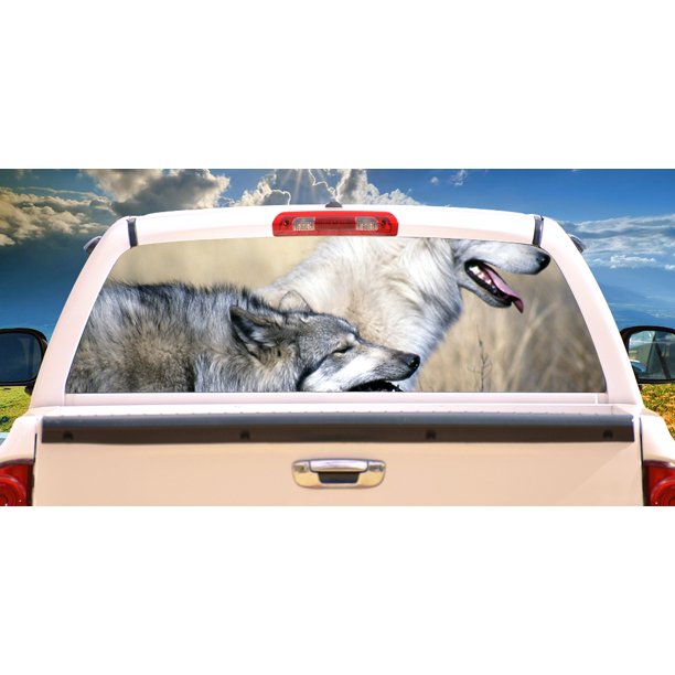 WOLFPACK Rear Window Graphic truck view thru vinyl decal back - Walmart ...