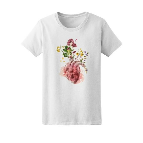 Anatomical Correct Heart Flowers T-Shirt Women -Image by Shutterstock, Female XX-Large