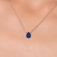 thumbnail image 3 of Gem Stone King 14K White Gold Blue Sapphire Pendant Necklace for Women | 1.39 Cttw | Gemstone September Birthstone | Pear Shape 8X6MM | With 18 inch Chain, 3 of 6