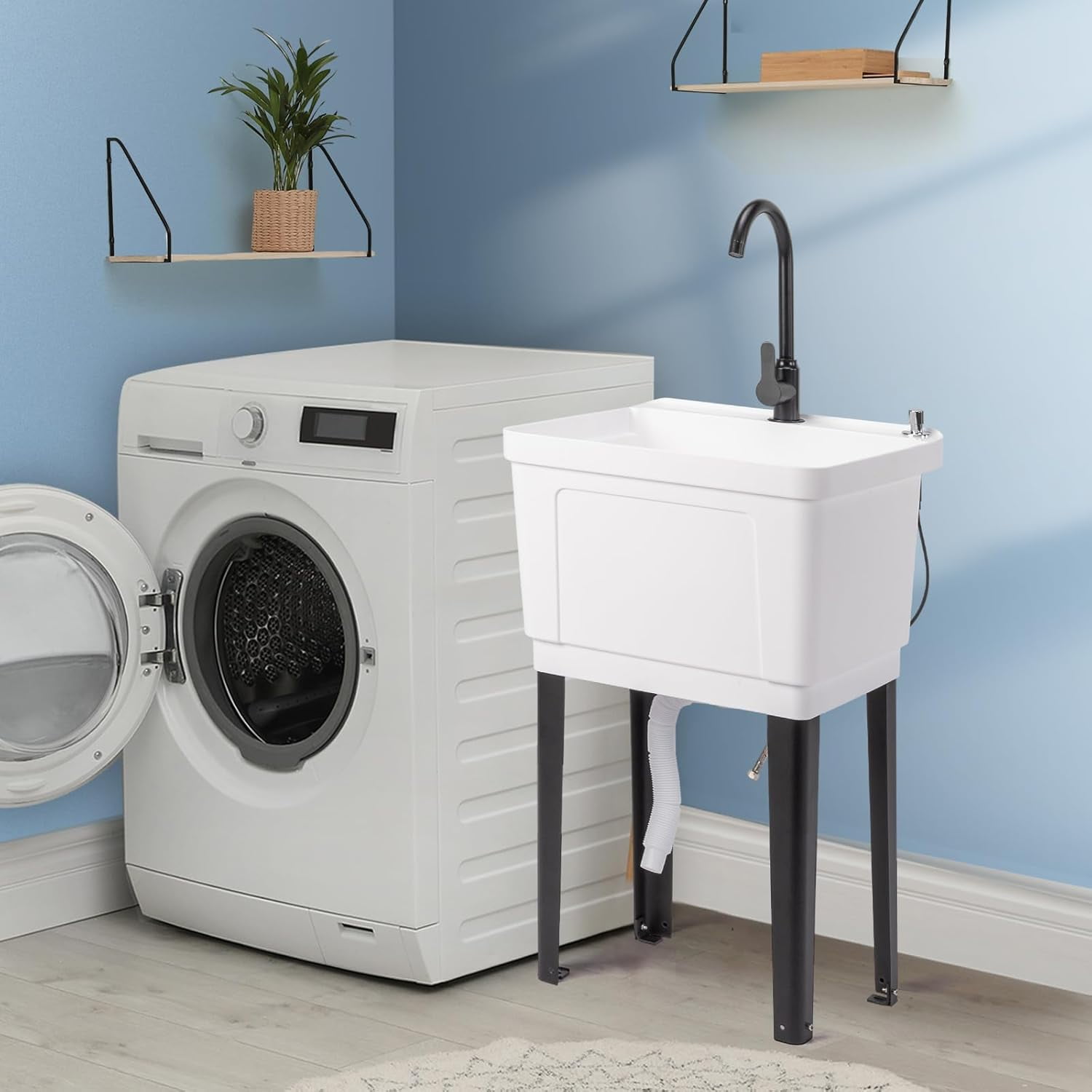 Ktaxon Freestanding Utility Sink Laundry Tub, with Stainless Steel Faucet, for Washing Room
