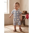 thumbnail image 4 of BemeyourBBs Western Baby Spring Summer Fall Clothes Newborn Baby Boy Girl Cowboy Cowgirl Outfit Romper Horse Print Short Sleeve Zip-up Full Length Jumpsuit, 4 of 9