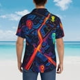 thumbnail image 4 of Fuzoiu Neon City Map Print Hawaiian Shirt for Men, Summer Beach Casual Short Sleeve Button Down Shirts, Men’s Beach Summer Shirts with Pocket,Large, 4 of 7