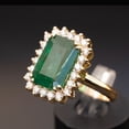 thumbnail image 2 of Emerald ring for women, Vintage emerald ring, Emerald diamond ring, Statement ring for her,, 2 of 5