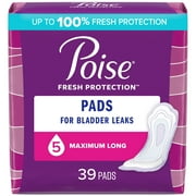 Poise Pads Women's Maximum - Long Postpartum Incontinence Pads, 39 Count