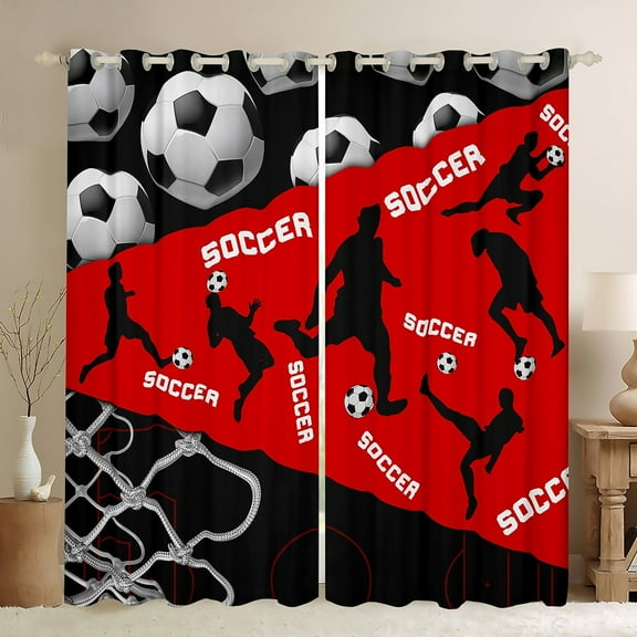 Erosebridal Rugby Print Curtains Pack of 2 (38x45), American Football 30%-50% Black Out Curtains, Soccer Decor