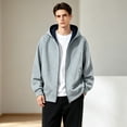 thumbnail image 2 of Stylish Jackets for Men Jerdar Men Contrast Color Hood Zip Up Sweatshirt Jacket, Oversized Loose Long Sleeve Hoodie with Kangaroo Pocket, Cotton Autumn Casual Outer Coat, 2 of 5