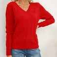thumbnail image 6 of Women's Solid Color Crewneck Long Sleeve Pullover Sweater Top Blouse Casual Daily Wear Business Office Work Loungewear Fashion Essential Gift for Women | HAODEJW,Red M, 6 of 9