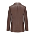 thumbnail image 2 of Defitshape Women's Faux Leather Jacket Vintage Spring Fitted Long Sleeve Business Pocket Classic Blazer Coffee Large, 2 of 4