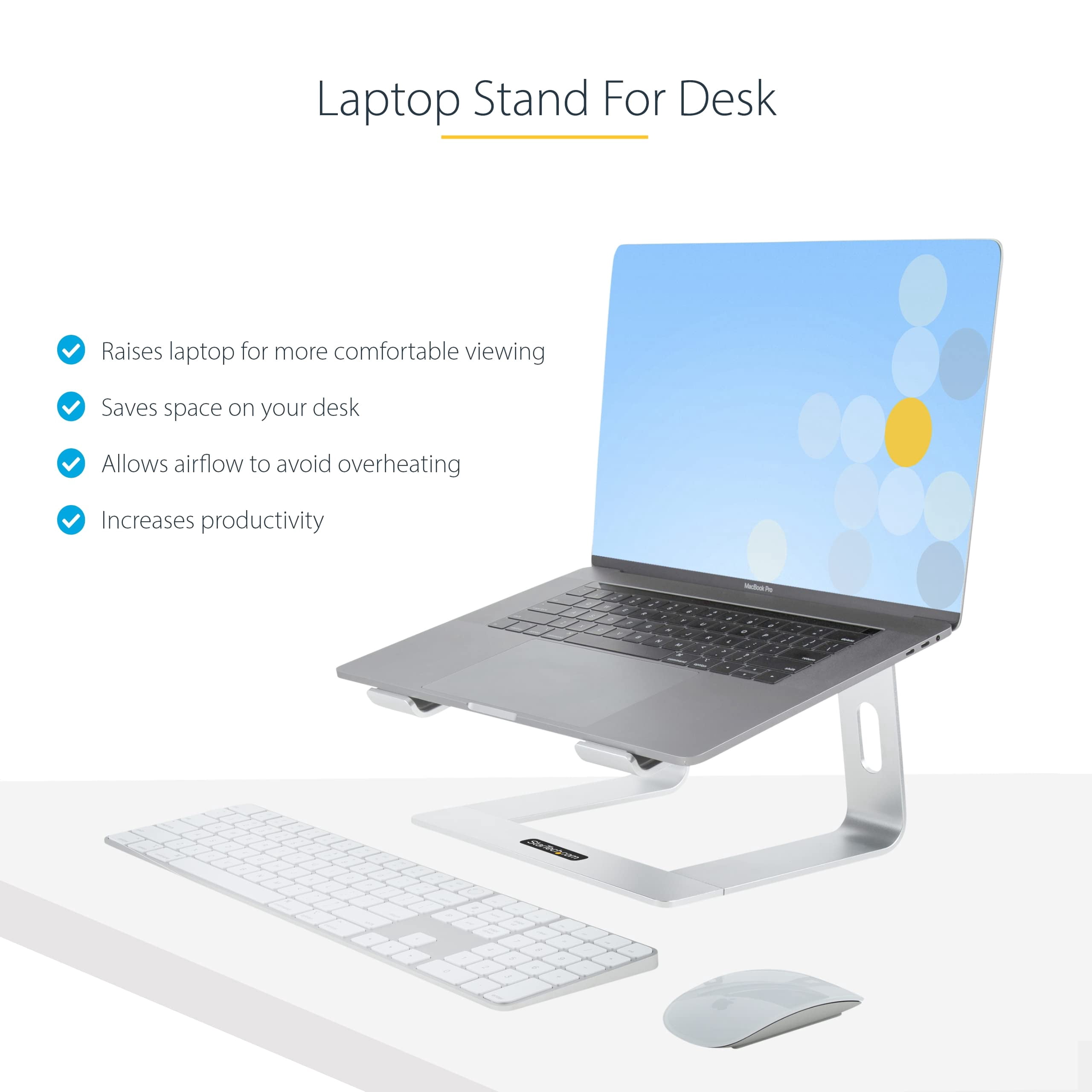 Laptop Stand for Desk, Supports 5kg / 11lb, Aluminum, Silver, Ergonomic Laptop Riser, Portable Laptop Holder for Desk (261797)