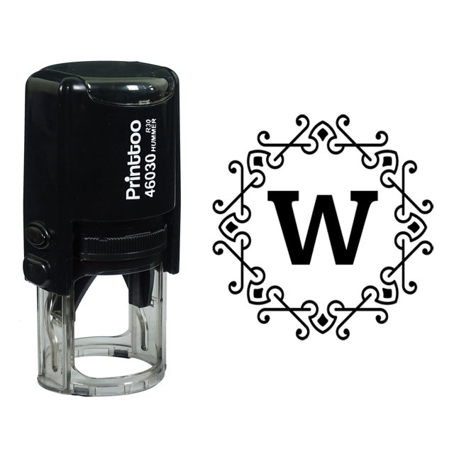 Printtoo Alphabet W Monogram Octagon Celtic Swirl Frame Self Inking Rubber Stamp Office Stationary