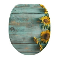 SEANATIVE Wood Sunflower Toilet Lid Covers for Bathroom Elongated Toilet Seat Cover Aesthetic Oval Toilet Cover Soft and Absorbent Fabric Bathroom Decorations