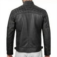 thumbnail image 4 of zfhfof Men's Stand Collar Leather Jacket Motorcycle Lightweight Faux Leather Outwear Slim Fit Full Zip Jackets, 4 of 5
