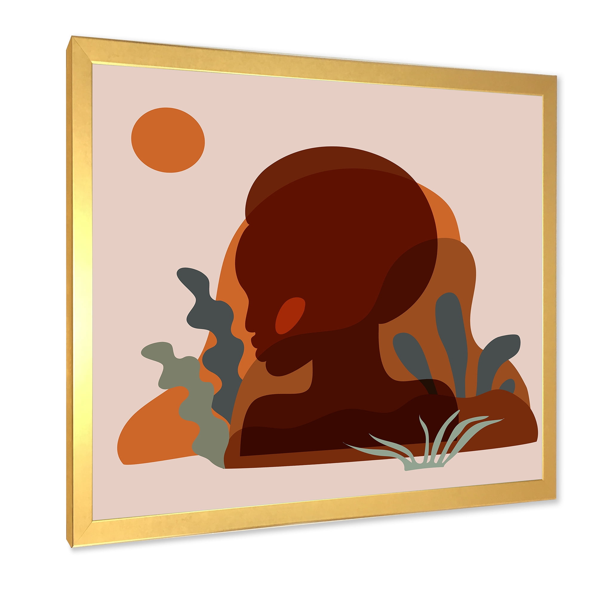 Designart 'Minimal Silhouette Of African American Woman' Modern Framed Art Print