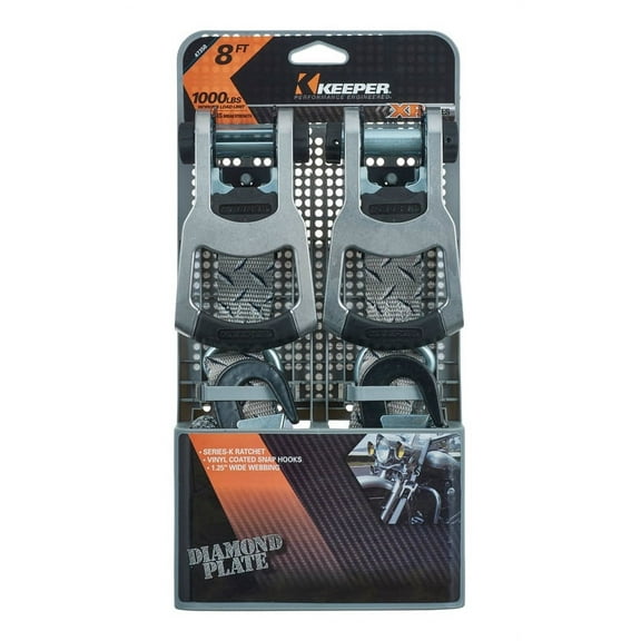 Keeper 47350 Tie Down Strap, Grey, 8', 2 Pack