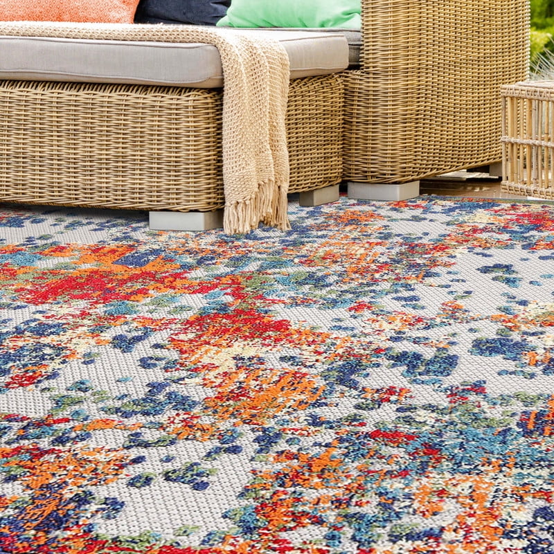Superior Kalina Abstract Indoor/Outdoor Area Rug, 9' x 12', Cream