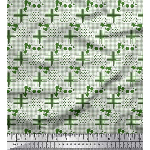 Soimoi Rayon Fabric Dot & Check Patchwork Print Fabric by the Yard 42 Inch Wide