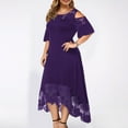 thumbnail image 4 of Summer Plus Size Maxi Dresses for Wedding Guest Women Lace Cold Shoulder Short Sleeve Crewneck Long Dress, 4 of 7