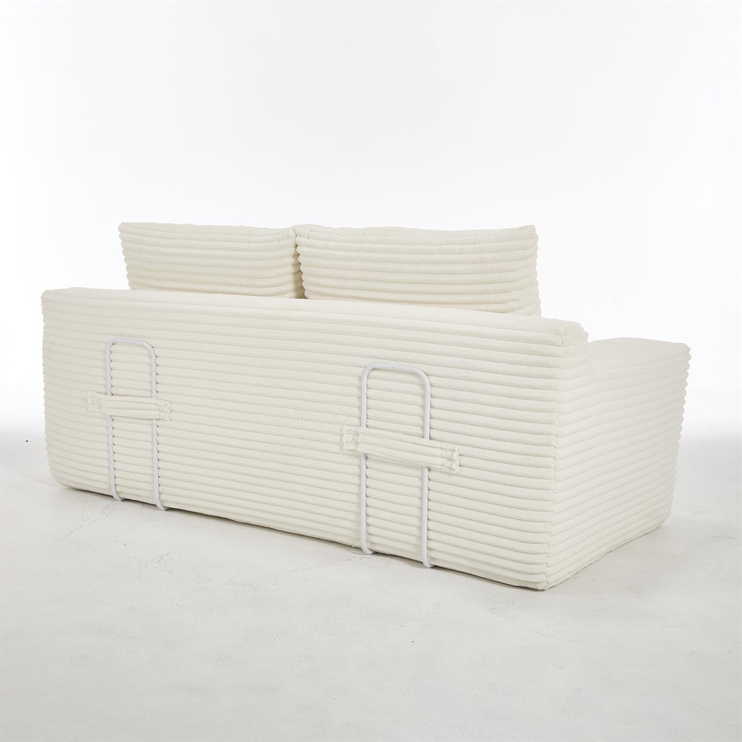 Demi Bonn 72" Cozy Loveseat Sofa Bed with Memory Foam & Sturdy Steel Frame, No Assembly Needed, Convertible 2-in-1 Couch for Small Spaces, Apartments, White