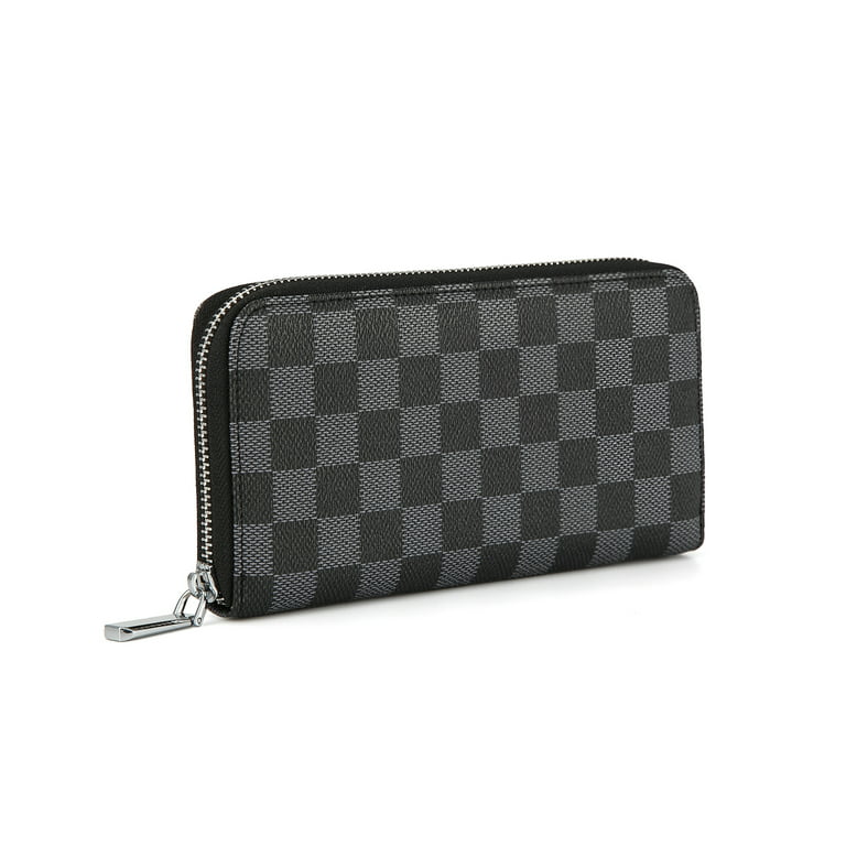 Daisy Rose Women's Checkered Zip Around Wallet and Phone Clutch