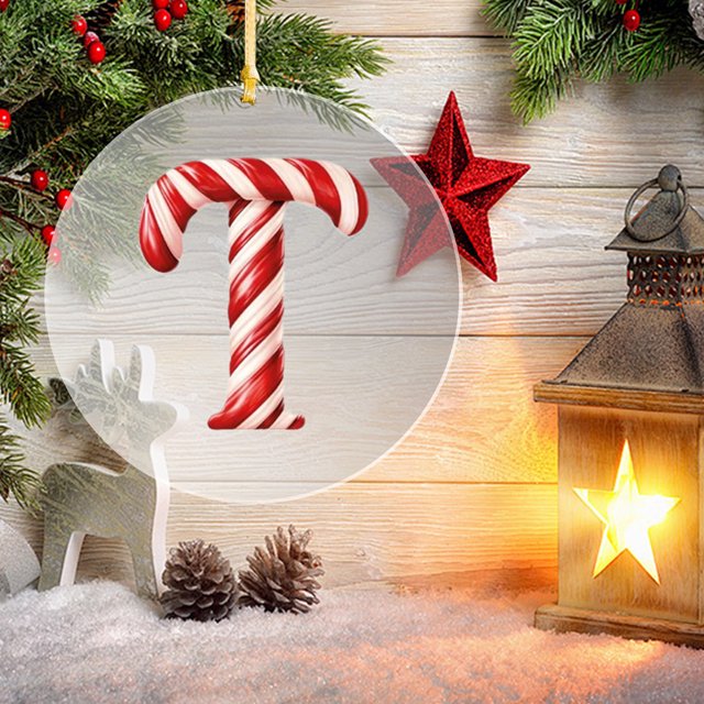 Ornements d'Alphabet pour Arbre de Noël, 26 Lettres de Canne à Sucre Initiales Pendentif, 26 Lettres Décoration d'Arbre de Noël Pendentif, Décorations Rouges Monogramme Personnalisées pour Cadeaux d'Arbre de Noël Diy