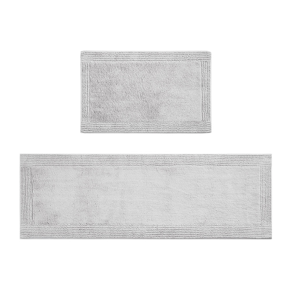100% Cotton Tufted 3000 GSM Reversible Bath Rug 24x72 Inches Grey, Luxury Plush High Pile Bathroom Rug, OEKO-TEX Certified Machine Washable Shower Mat for Bathroom