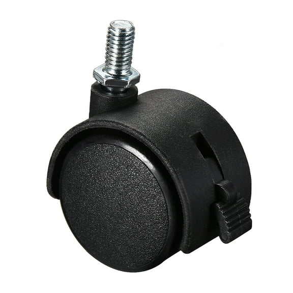 Furniture Casters 1.5 Inch Nylon M8 x 15mm Threaded Stem Swivel Caster Wheels with Brake 33lb Capacity Each Wheel