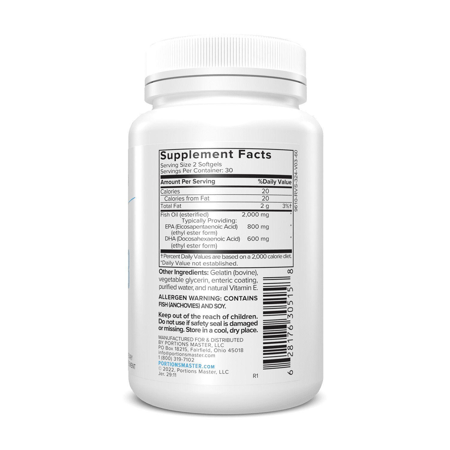Portions Master Omega 3 Fish Oil - Heart, Brain, & Eye Health
