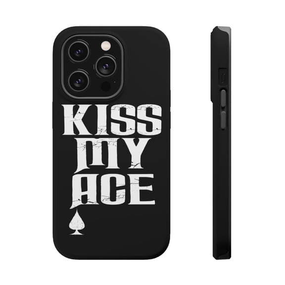 DistinctInk Tough Case for Apple iPhone 15 PRO (6.1" Screen), Compatible with MagSafe Charging - Kiss My ACE - Poker Blackjack Gambling