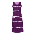 thumbnail image 2 of Fangasis Ladies Shift Sundress Sleeveless Tank Dresses Striped Printed Tunic Midi Dress Women Loose Boho Work Purple XL, 2 of 6