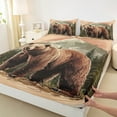 thumbnail image 3 of Castle Fairy Brown Bear 3pcs Twin Sheet Sets,Woodland Animal Twin Fitted Sheet,Jungle Wildlife Breathable Flat Sheet,Super Cozy Vintage Room Decor, 3 of 7