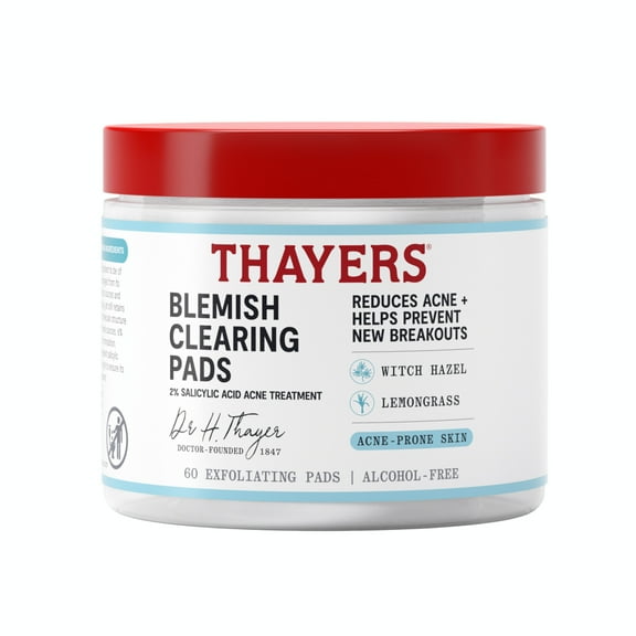 Thayers Natural Remedies Blemish Clearing Pads, 2% Salicylic Acid Acne Treatment - 60ct