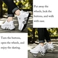thumbnail image 3 of KOFUBOKE Zapatos de patín con ruedas con deformación LED, zapatos para caminar de doble hilera con ruedas invisibles, polea extraíble 2 en 1, patinaje Parkour (parte superior baja blanca con luz 8), 3 of 5