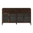 thumbnail image 4 of Walker Edison Transitional Sideboard with 4 Fluted Glass Doors, Dark Brown Oak, 4 of 10