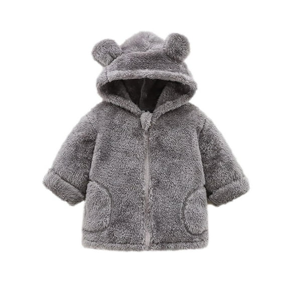 Toddler Winter Jacket Baby Girls Boys Cute Hoodies Coat Printed Scarf Pocket Cloak Jacket Infant Thick Warm Clothes (2-3 Years, Gray)