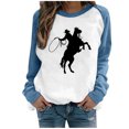 thumbnail image 2 of Nouveaux Hauts pour Femmes 2023 Grande Taille Mode Décontractée Imprimé Col Rond Manches Longues T-Shirt Ample Blouse d'Automne Chandail à Enfiler Hauts Chandails Sans Capuche Coupe Ample Chandail pour Femmes, 2 of 4