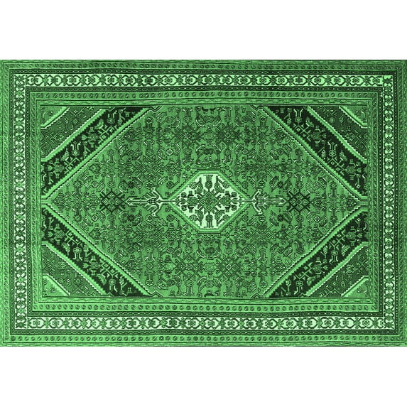 Ahgly Company Indoor Rectangle Persian Emerald Green Traditional Area Rugs, 5' x 7'