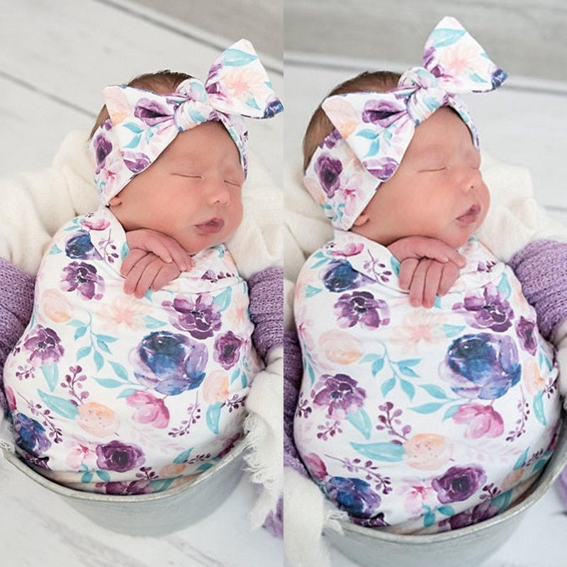Newborn Baby Floral Snuggle Swaddling Wrap Blanket