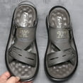 thumbnail image 4 of Dakaela Men's Beach Leather Sandals Slip on Slippers Slide Flip Flops with Adjustable Strap Grey 8, 4 of 8